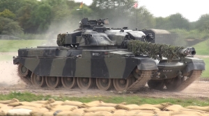 One of the main battle tanks on display in the Bovington Arena.